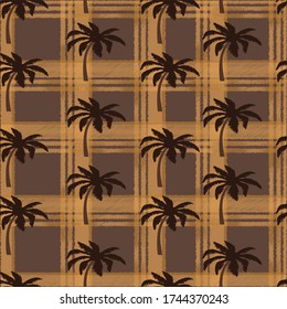 Palm tree with lines style background seamless pattern