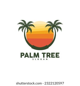 Palm Tree Logo, Beach Vector, Summer Design, Silhouette Symbol Illustration