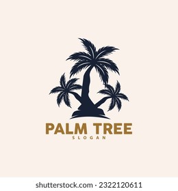Palm Tree Logo, Beach Vector, Summer Design, Silhouette Symbol Illustration