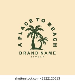 Palm Tree Logo, Beach Vector, Summer Design, Silhouette Symbol Illustration