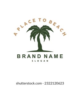Palm Tree Logo, Beach Vector, Summer Design, Silhouette Symbol Illustration