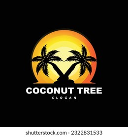 Palm Tree Logo, Beach Vector, Summer Design, Silhouette Symbol Illustration