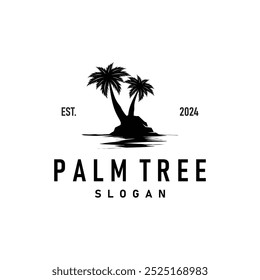 Palm Tree Logo, Beach Vector, Summer Design, Silhouette Symbol Illustration
