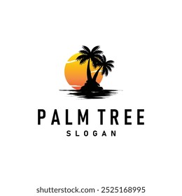 Palm Tree Logo, Beach Vector, Summer Design, Silhouette Symbol Illustration