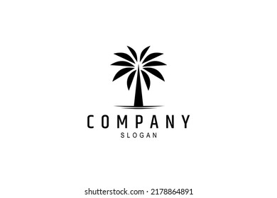 palm tree logo in black simple flat design style