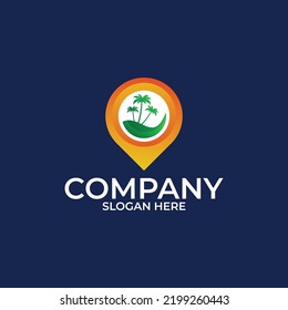 concepto del logotipo de la palmera, plantilla de diseño de sol