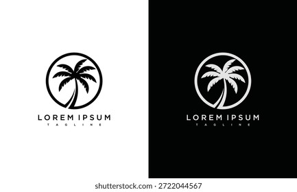 Conceito de design de logotipo de palmeira apresentado em uma representação visual de duas cores
