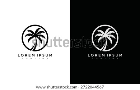 Palm tree logo design concept presented in a dual-color visual representation