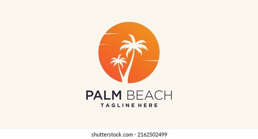 Palm tree logo design with creative concept Premium Vector