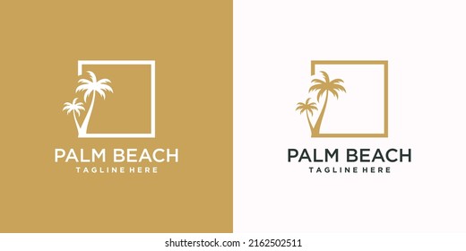 Palm tree logo design with creative concept Premium Vector