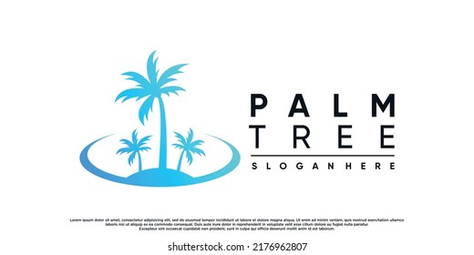 Palm tree or palm logo design with creative concept Premium Vector