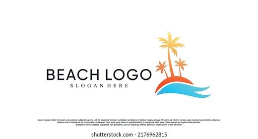 Palm tree logo design with creative concept Premium Vector