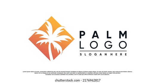 Palm tree or palm logo design with creative concept Premium Vector