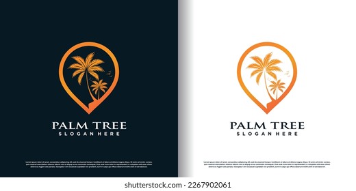 palm tree logo design with creative and unique style concept premium vector