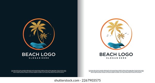 palm tree logo design with creative and unique style concept premium vector