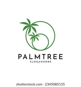 Palm tree logo design creative idea with circle