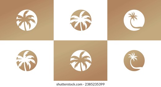 Palm tree logo design creative concept Premium Vector