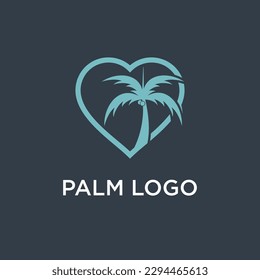 Palm tree logo design with heart element and unique concept