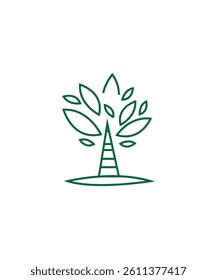 Palm tree logo design, outline palm leaf logo template, 