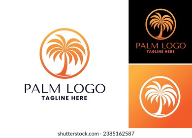 "Palm tree logo design" refers to a graphic design element featuring a palm tree, which can be used for creating logos and branding materials for businesses related to vacation, tropical themes