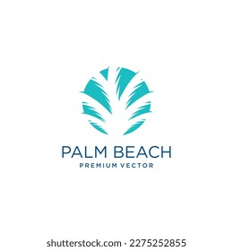 Palm tree logo design with simple and creative Premium Vector