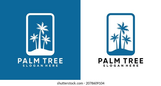 palm tree logo design with style and creative concept