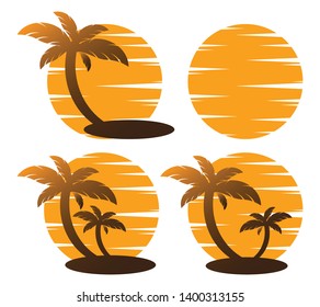 Palm tree logo design in summer. palm tree sign or symbol. illustration element vector