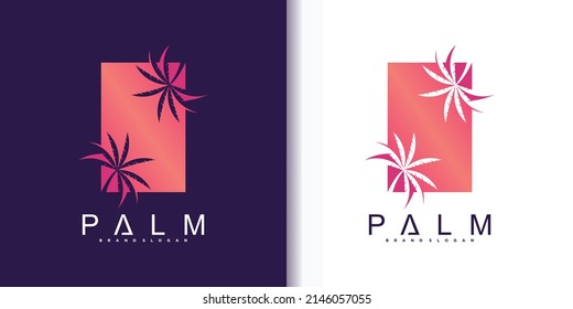 Palm tree logo design template with luxury colour style Premium Vector