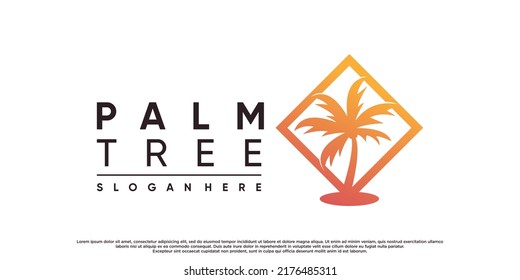 Plantilla de diseño de logotipo de palmeras o palmeras con concepto moderno Vector Premium