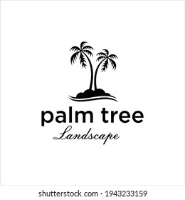 palm tree logo design, tropical island logo vector