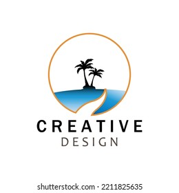 palm tree logo design vector template.