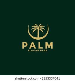 Palm tree logo design vector, Creative Palm leaf logo template