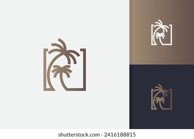 palm tree logo design vector template