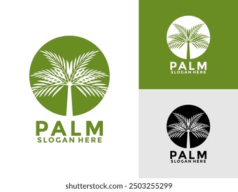 Palm tree logo design vector for your brand or business, Beach and island logo design vector design template