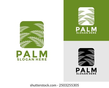 Palm tree logo design vector for your brand or business, Beach and island logo design vector design template