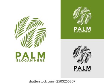 Palm tree logo design vector for your brand or business, Beach and island logo design vector design template