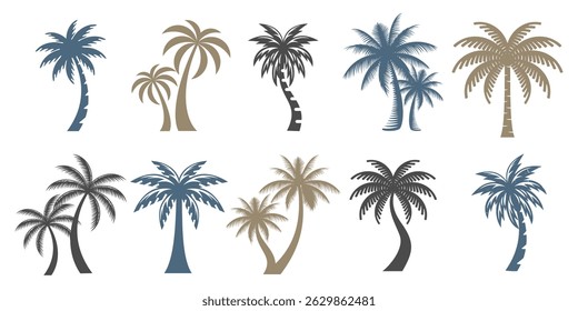 palm tree logo design . vector icon set illustration