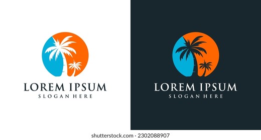 Logotipo de árbol de palmas Diseños Vector de iluminación