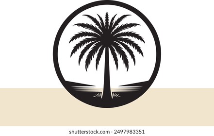 palm tree logo, palm tree drawing, palm tree icon vector art illustration