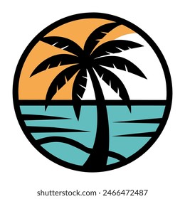 palm tree logo element, Palm tree icon of summer and travel logo vector illustration