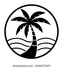 palm tree logo element, Palm tree icon of summer and travel logo vector illustration