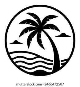 palm tree logo element, Palm tree icon of summer and travel logo vector illustration