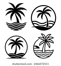 palm tree logo element, Palm tree icon of summer and travel logo vector illustration