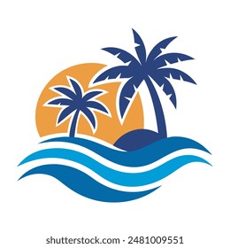 palm tree logo element, Palm tree icon of summer and travel logo vector illustration