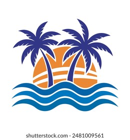 palm tree logo element, Palm tree icon of summer and travel logo vector illustration