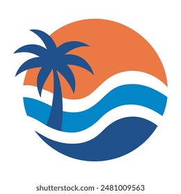palm tree logo element, Palm tree icon of summer and travel logo vector illustration