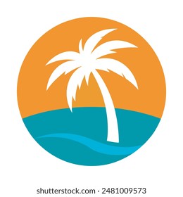 palm tree logo element, Palm tree icon of summer and travel logo vector illustration