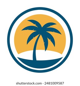 palm tree logo element, Palm tree icon of summer and travel logo vector illustration