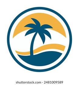 palm tree logo element, Palm tree icon of summer and travel logo vector illustration
