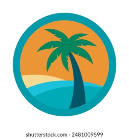 elemento del logotipo de la palmera, icono de la palmera del verano y Ilustración vectorial del logotipo del viaje